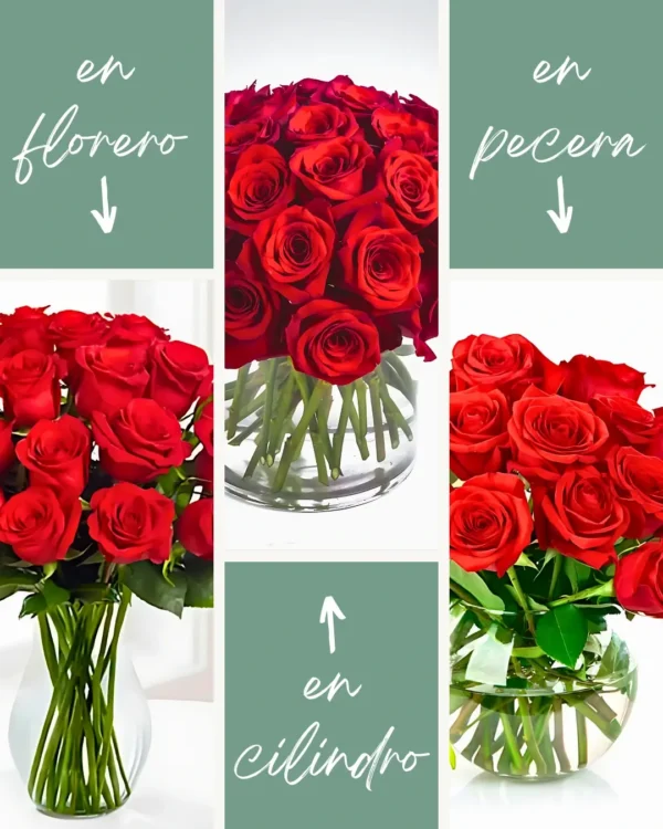 Arreglos Florales de Rosas en Florero de Vidrio