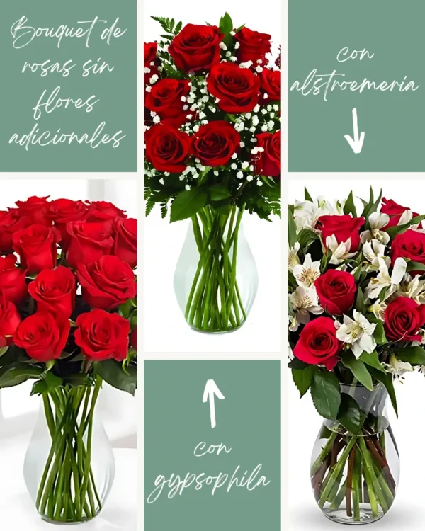 Arreglos Florales de Rosas en Florero de Vidrio